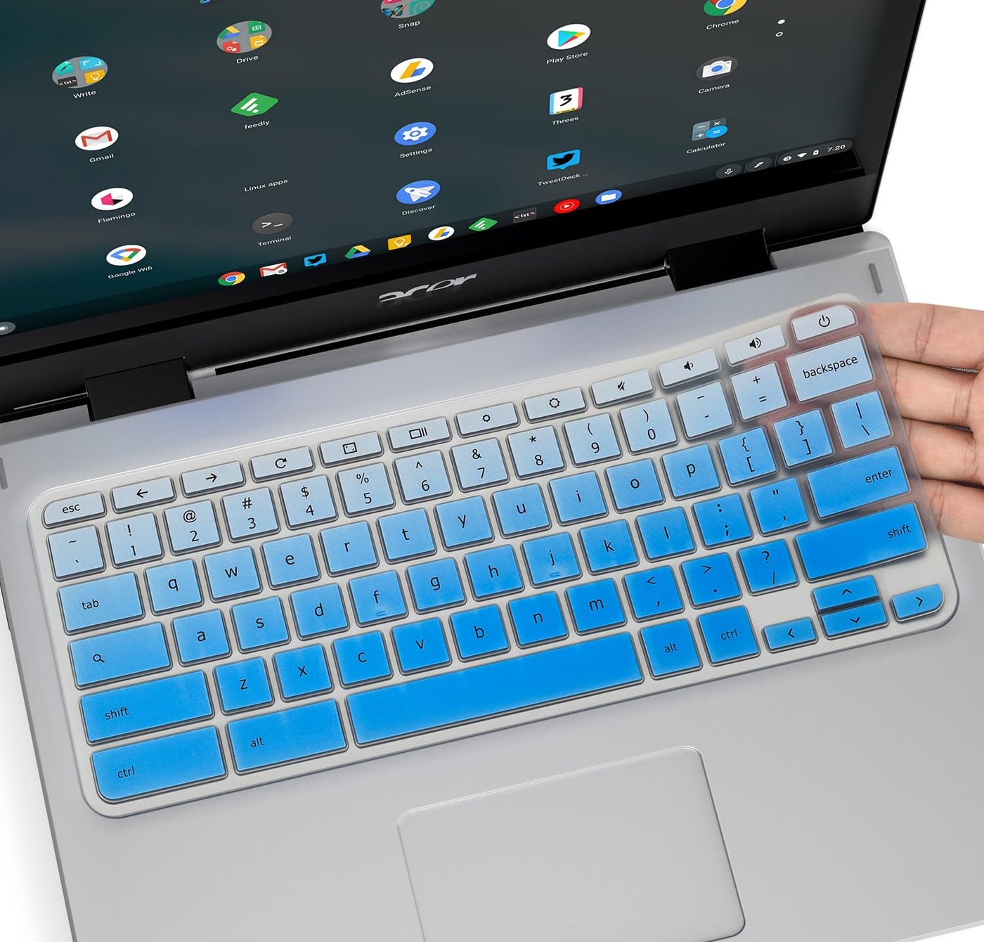 Keyboard Cover for Acer Chromebook Spin 11 311 CP311 511 512/Chromebook R11 CB3-131 CB3-132 CP311 C738T C733 CB5-132T/Chromebook Spin 713 CP713 R13 CB5-312T/Acer Chromebook 14 15 -Ombre Blue